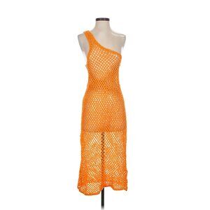 NWT FP Beach One Shoulder Crochet Midi Dress in Mustard (Size Small)
